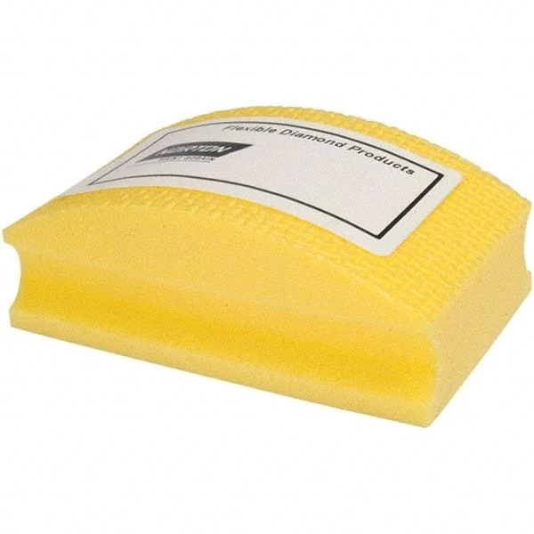 Norton - Super Fine Grade, 400 Grit, Diamond Hand Pad - Yellow, 2-1/8" Wide x 3-1/2" Long x 1-1/2" Thick, Nonwoven