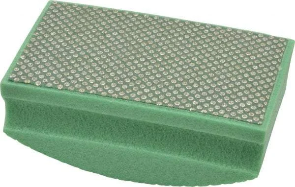 AMPLEX - Medium Grade, 60 Grit, Diamond Hand Pad - Green, 2-1/8" Wide x 3-1/2" Long x 1-1/2" Thick, Coated
