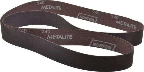 Norton - 1-1/2" Wide x 60" OAL, 240 Grit, Aluminum Oxide Abrasive Belt - Aluminum Oxide, Very Fine, Coated, Series R228