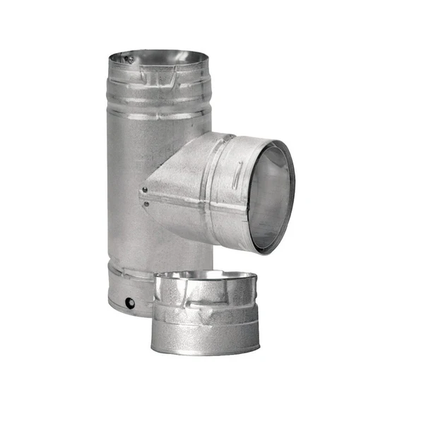 DuraVent 3PVL-TR PelletVent Tee With Clean-Out Cap, 3 Inch, Galvanized