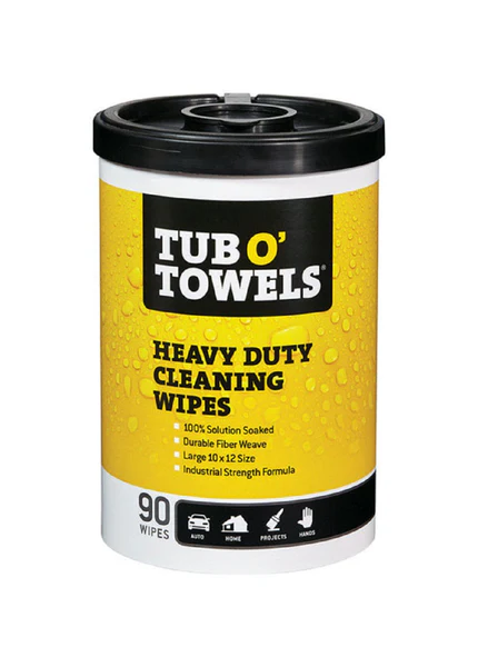 Tub O' Towels Heavy Duty Cleaning Wipes, 90-Count, Fiber Weave