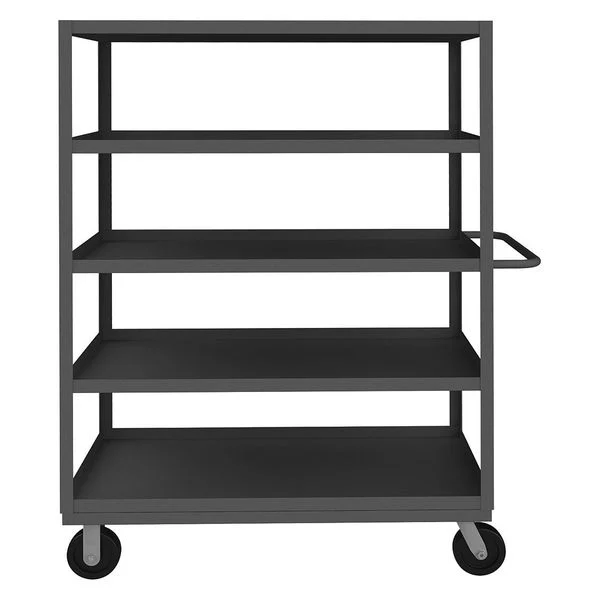 Steel Utility Cart with Lipped Metal Shelves, Flat, 5 Shelves, 3,000 lb