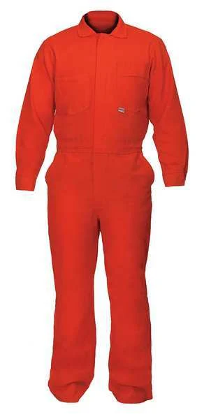Flame Resistant Coverall, Orange, Cotton Blend, 2XL