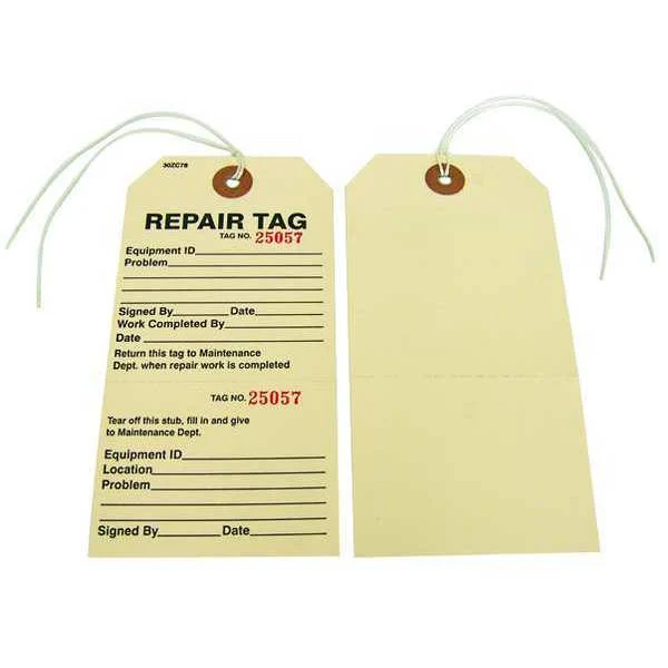 Repair Tag, 2-7 /8 in W x 5-3 /4 in H, PK100