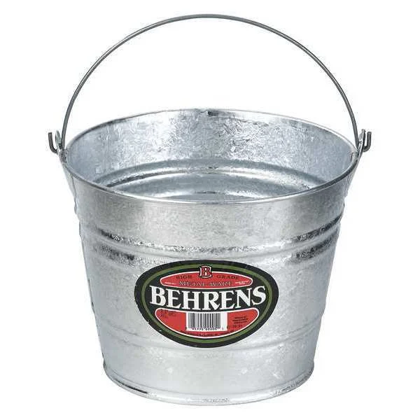 2 1 /2 gal Round Bucket, 11 in Dia, Silver, Galvanized Steel