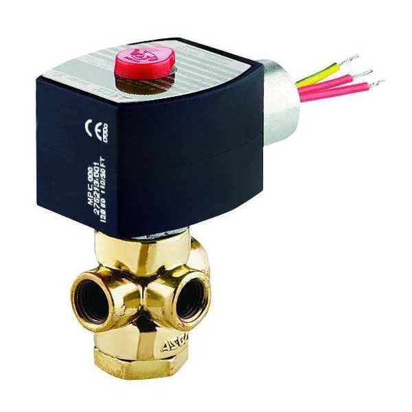 120V AC Brass Solenoid Valve with Manual Operator, Universal, 1 /4 in Pipe Size