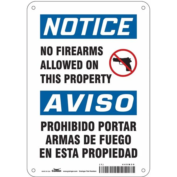 Safety Sign, 10 in Height, 7 in Width, Polyethylene, Horizontal Rectangle, English, 449M39