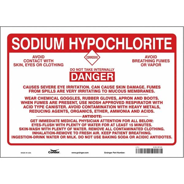 Safety Sign, 10 in Height, 14 in Width, Vinyl, Horizontal Rectangle, English, 464Z96