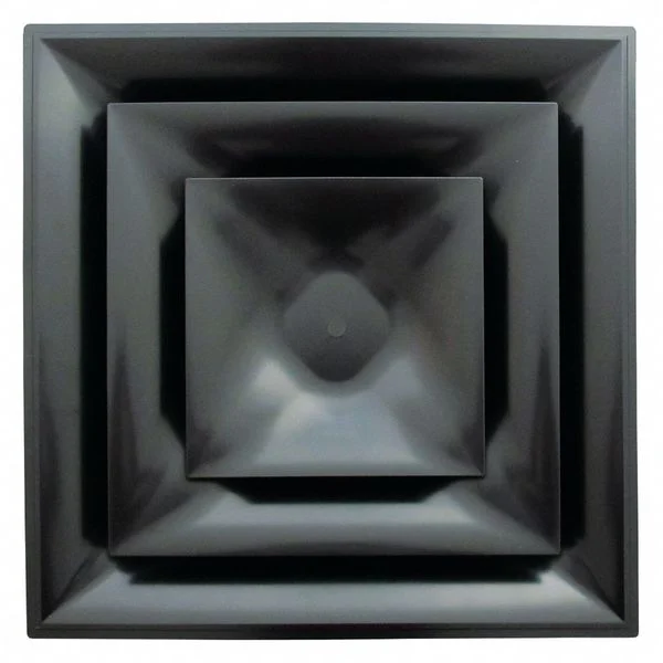 6 in Square 3 Cone Ceiling Diffuser, Black