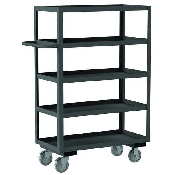 Steel Utility Cart with Lipped Metal Shelves, Flat, 5 Shelves, 1,200 lb
